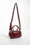 Women's Burgundy Wrinkled Textured Faux Leather Hand and Shoulder Bag - 3