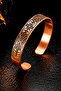 Women's Copper Bracelet Embossed Flower Pattern Pure Copper Handcrafted Adjustable Copper Bracelet - 3