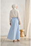 Viscose Fabric Elastic Waist Striped Skirt 0348-10 Baby Blue - 4