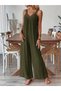 Women's Akılı V Lace Collar Wide Cut Detailed Viscose Jumpsuit - 4