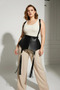 Plus Size Black Women's Leather Corset Belt with Shoulder Straps and Tassel Detail - 4