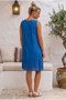 Dark Blue Lace Collar Sleeveless Lined Skirt Embroidered Casual Cotton Woven Dress 102 55 - 8