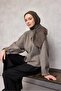 وشاح ناعم من القطن والبوليستر بنمط هندسي بني 90×90 - 2