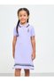 Girls Cotton Polo T-Shirt Dress With Striped Hem - 2