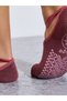 Burgundy Cross Over Straps Silicon Pad No Show Yoga Socks - 3