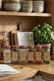 6-Piece Acacia Color Square Glass Spice Jar Set with Labels - Salt and Pepper Shaker Set - 3