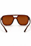Men's Square Pilot Design Sunglasses Brown Frame Brown Glass - 3