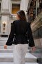 Women's Black Chiffon Blouse with Front Tie Detail Arm-25Y001072 - 2