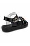 Girl's Black Stone Bead Detailed Velcro Daily Sandals - 3