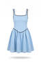 Baby Blue Women's Strappy Lace Detailed Openwork Linen Dress
