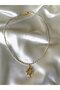 Women's Gold and White Stone Sun Figured Necklace - 4