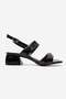 Women's Stoned Buckle Heeled Sandals Black Wrinkled - 2