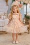 Girl's Baby Collar, Flower Accessory Crown, Balloon Sleeve Design Dress