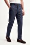 Navy Blue 100% Linen Pants with Buckle Detail - 4