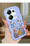 Poco M6 Pro 4g Compatible Case Camera Protector Blue Silicone Couple Phone Case Floral Pattern