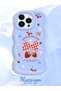 iPhone 13 Pro Max Compatible Case Camera Protector Blue Silicone Couple Phone Case Strawberry Pattern - 2