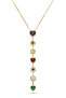 Women's Gold Color 7 Element Stone Y Model Stainless Steel Y Necklace - 3