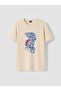 Nevavm Oval Collar Printed Boys' T-Shirt with Difference