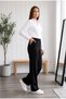 Belur Black High Waist Wide Leg Special Production Fabric Trousers with Elastic Sides New