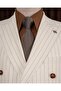 Slim Fit Men's Double-Breasted Bag Pocket Jacket Pants Suit Ecru T20109-05 - 4