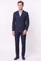 Slim Fit Double Slit 95% Cotton Narrow Striped Navy Blue Double Breasted Suit Tk 944