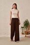 Brown-Beli Elasticated Lyosel Trousers