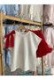 Girl's Tutu Skirt Set with Shoulder Bow, White T-Shirt, 2-Piece Combination - Birthday Party, Ages 3-10 - with Buckle Gift - 3