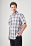 Gray Buttoned Collar Short Sleeve Pocketed Comfort Fit 100% Cotton Shirt 1004260230 - 3