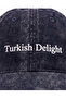 Turkish Delight Embroidery Printed Antique Detailed Navy Blue Premium Velvet Hat - 3