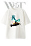 Eagle Silhouette Design Printed Unisex White Oversize T-Shirt