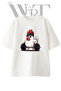 Weightlifter Chicken Design Printed Unisex White Oversize T-Shirt