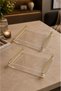 2 Pieces of Crystal Mica Presentation Tray - Transparent with Gold Metal Handles 25X21 cm - 2