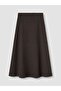 Lcw Modest Brown Flared Skirt with Zipper at the Waist