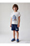 Lcw Kids Ecru Crew Neck Boys' Shorts Pajama Set
