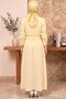 Women's Lemon Yellow Jacketed Suit Modern Cut Modest Dress - 3