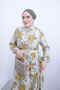 Yellow Half-Buttoned Layered Dress with Elastic Sleeves - 3