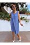 Italian Sleeveless Striped Dress Cobalt Blue - 2