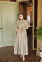 Khaki Elastic Sleeve Layered Muslin Dress