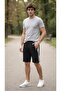 Ps-08 Men's Running Pockets Zipper Short Sports Shorts