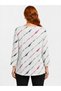 Women's Striped Relaxed Fit Blouse with Lace-Up Detail - 2