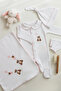 Pink Teddy Bear Embroidered 4-Piece Newborn Set, Gift Hospital Discharge Set, 100% Cotton – 0-3 Months - 2