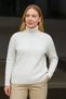 Women's Full-Length Turtleneck Knitwear Sweater Thick Ribbed - White - 2
