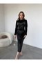 Velvet Black Dress with Chest Tassel Detail