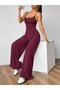 Women's Shoulder Strap Open Back Loose Fit Janjan Crepe Jumpsuit - 2