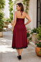 Timeless Elegance - Halter Neck Midi Viscose Dress with Lace and Ring Detail - 6