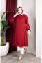 Bürümcük Fabric Raglan Sleeve Long Tunic 0902-02 Claret Red - 3