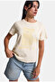 Women's Beige Loose Fit Foam Embroidery Design T-Shirt - 5