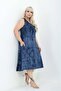 Women's Plus Size Knitted Viscose Blue Patterned Sleeveless Stylish Combed Cotton Dress - 5