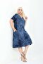Women's Plus Size Knitted Viscose Blue Patterned Short Sleeve Stylish Combed Cotton Dress - 2