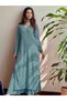 Blue-Green Faux Georgette Kameez Salwar Dupatta - HRT2612 | Blue-Green-Size:L-40-Inches - 3